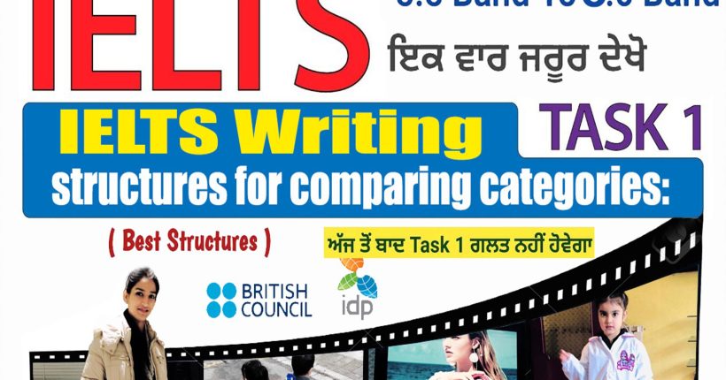 IELTS writing Task 1 structures for comparing categories