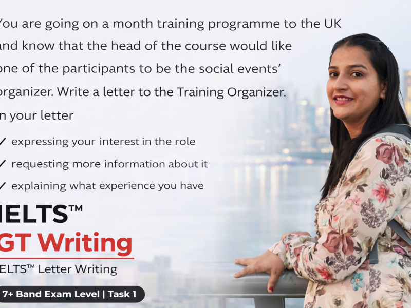 IELTS GT Writing Task 1 Letter – Interest in Social Events Organizer (UK Training)