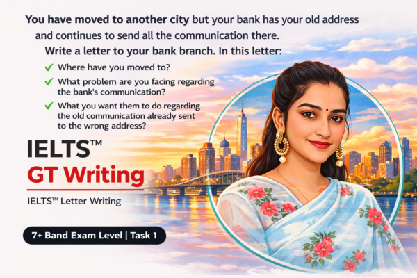 IELTS General Writing Task 1 Letter – Change of Address to Bank | Real Exam Topic