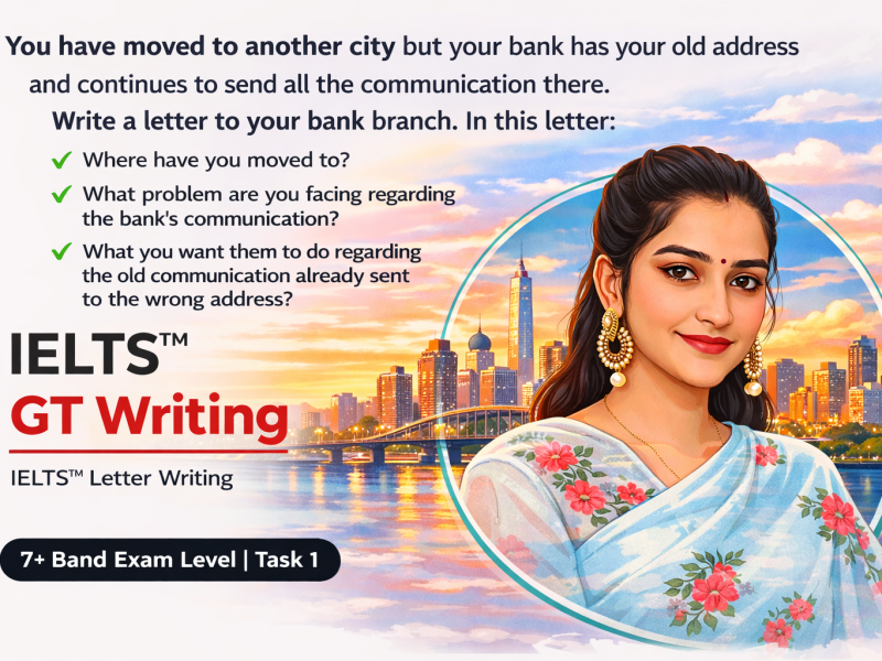 IELTS General Writing Task 1 Letter – Change of Address to Bank | Real Exam Topic