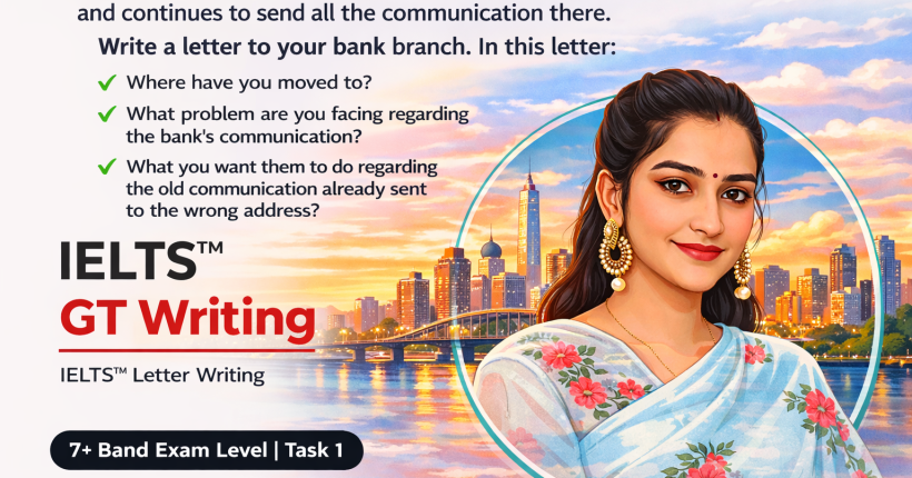 IELTS General Writing Task 1 Letter – Change of Address to Bank | Real Exam Topic