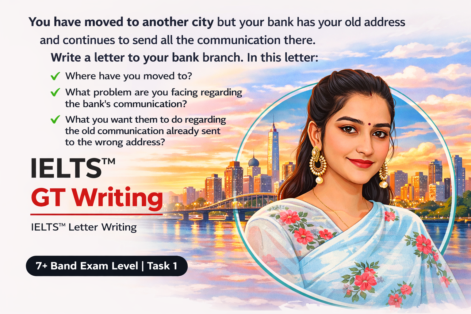 IELTS General Writing Task 1 Letter – Change of Address to Bank | Real Exam Topic