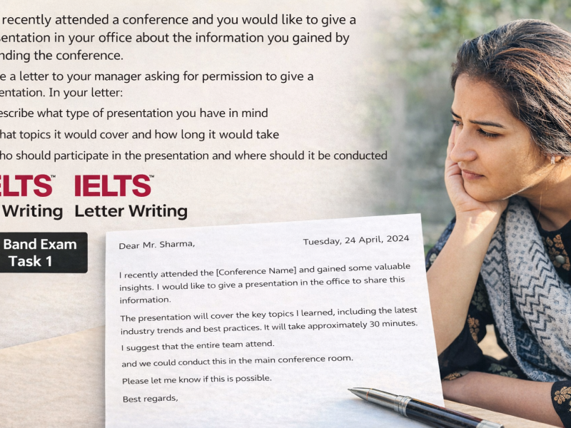 IELTS General Training Letter to Manager for Giving a Presentation (Band 7 Sample Answer)