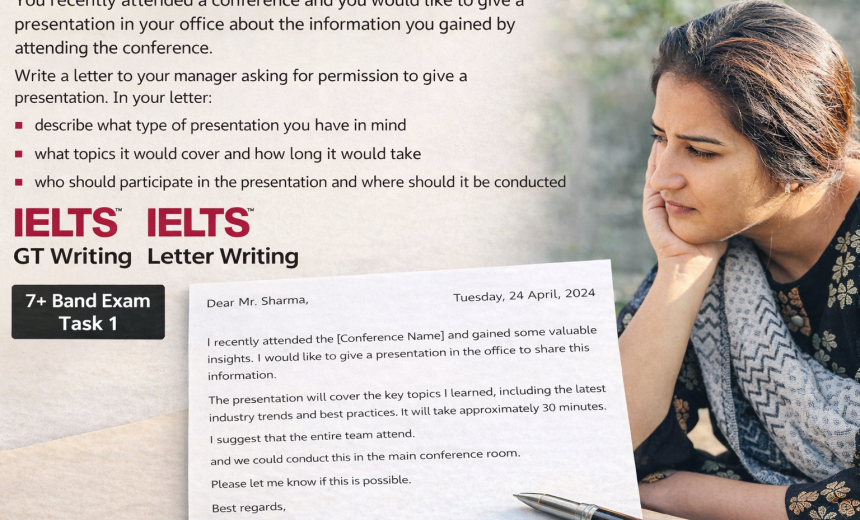 IELTS General Training Letter to Manager for Giving a Presentation (Band 7 Sample Answer)
