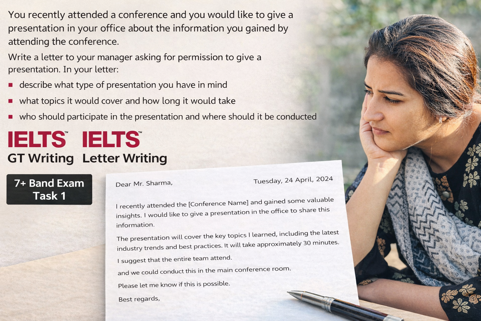 IELTS General Training Letter to Manager for Giving a Presentation (Band 7 Sample Answer)