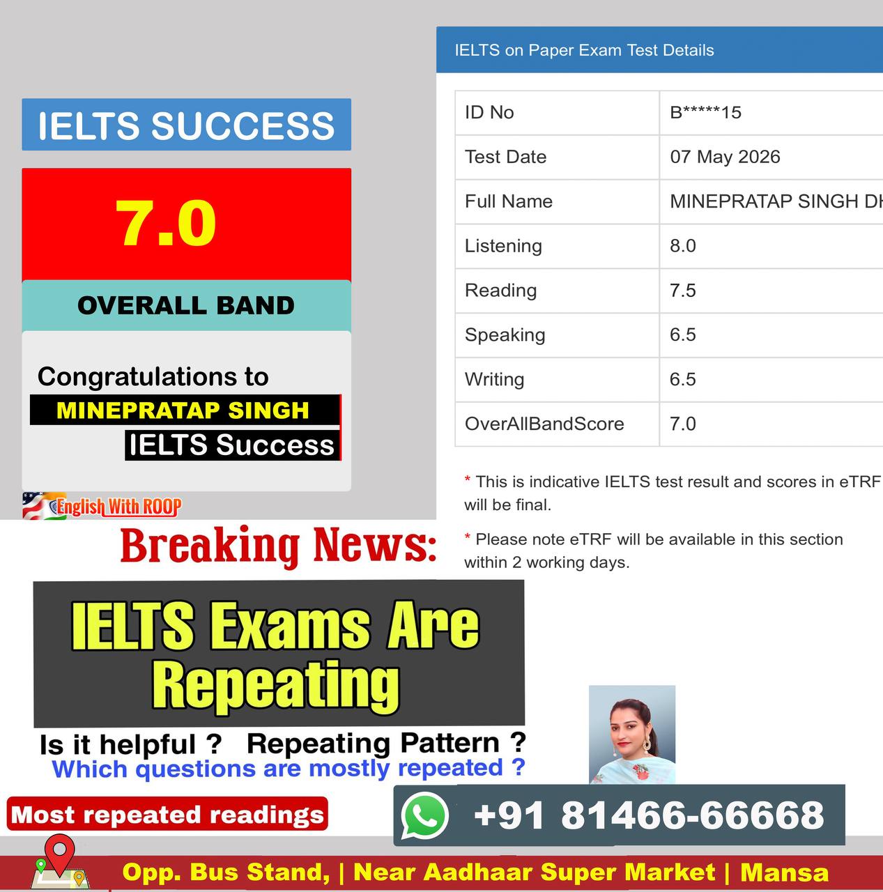 Minepartap Singh Scored 7 Bands in IELTS