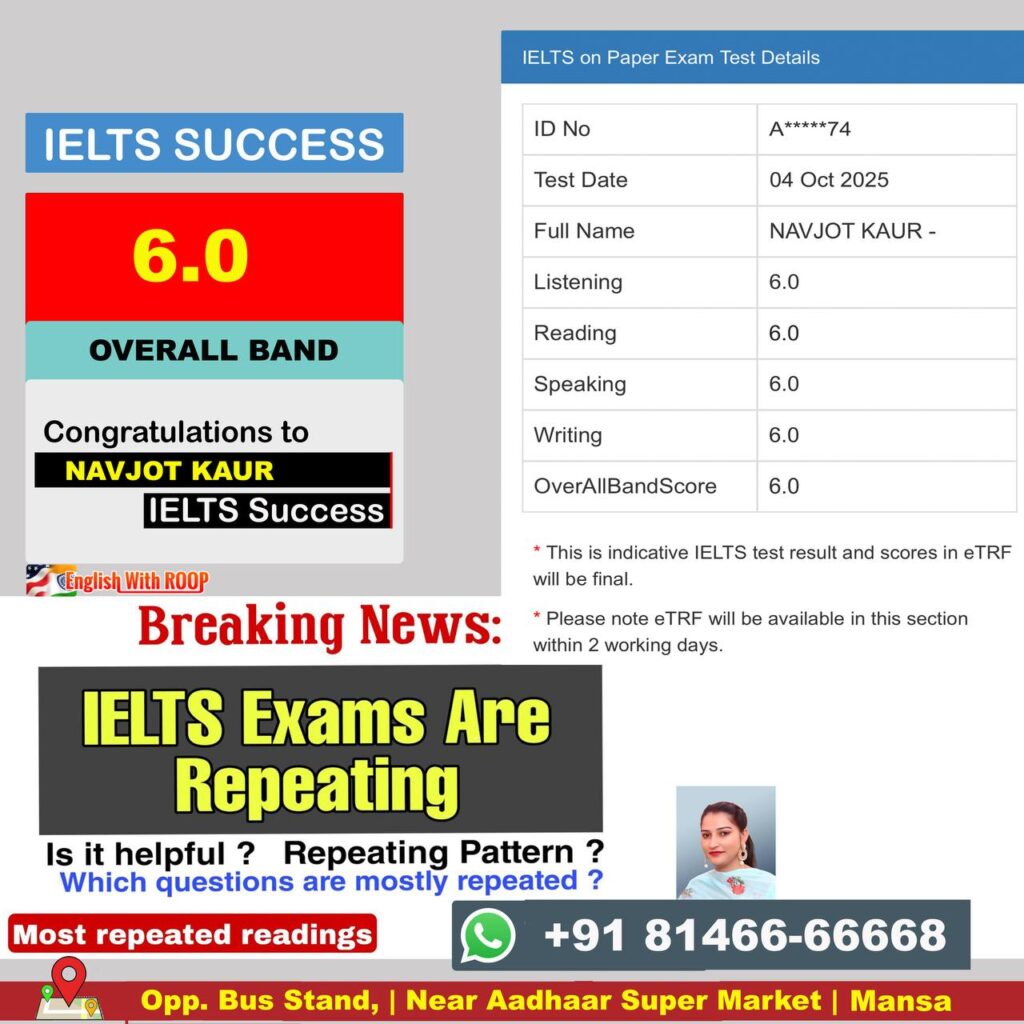 Navjot Kaur IELTS Result 2026 | Success Story by English with Roop